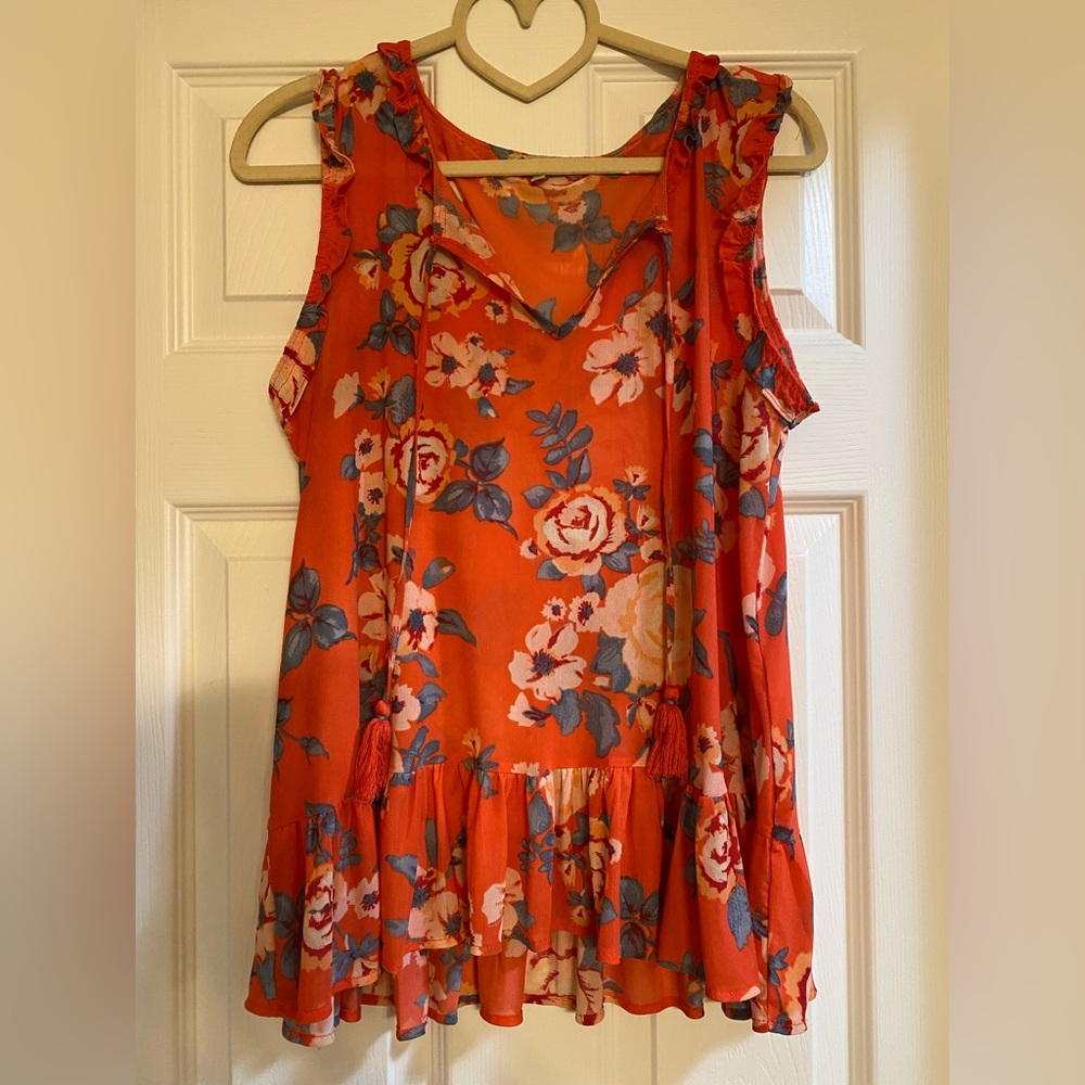 Democracy Pink Sleeveless Ruffled Blouse